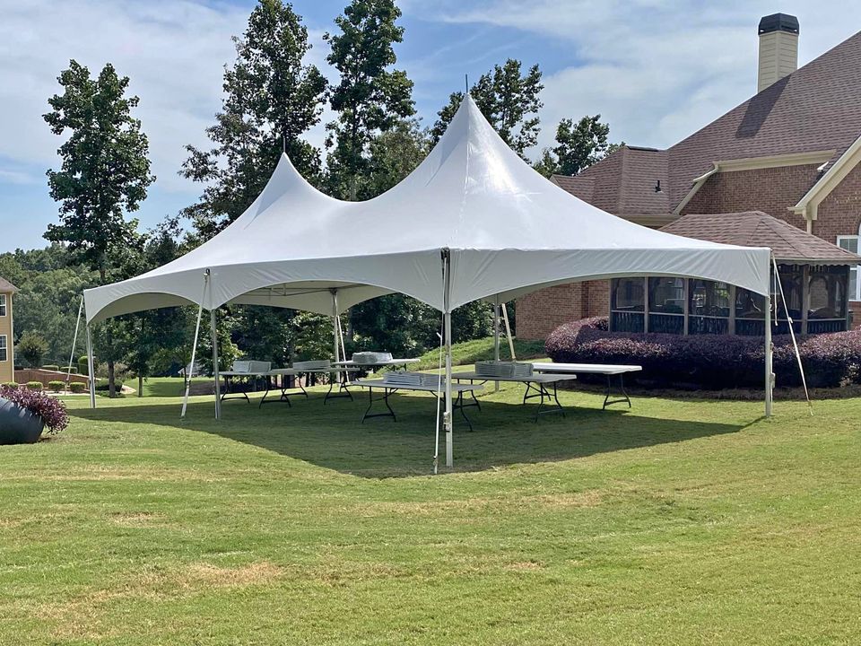 20x40 High Peak Tent Setup on Grass